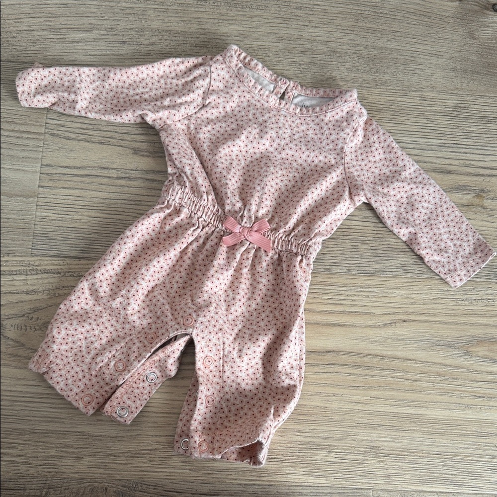 Pink Floral Baby One-Piece Romper with Bow